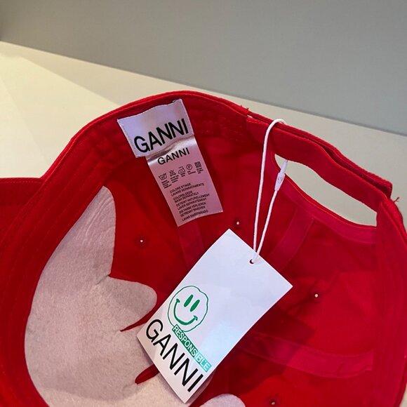 Ganni Red Baseball Cap - Picture 7 of 8